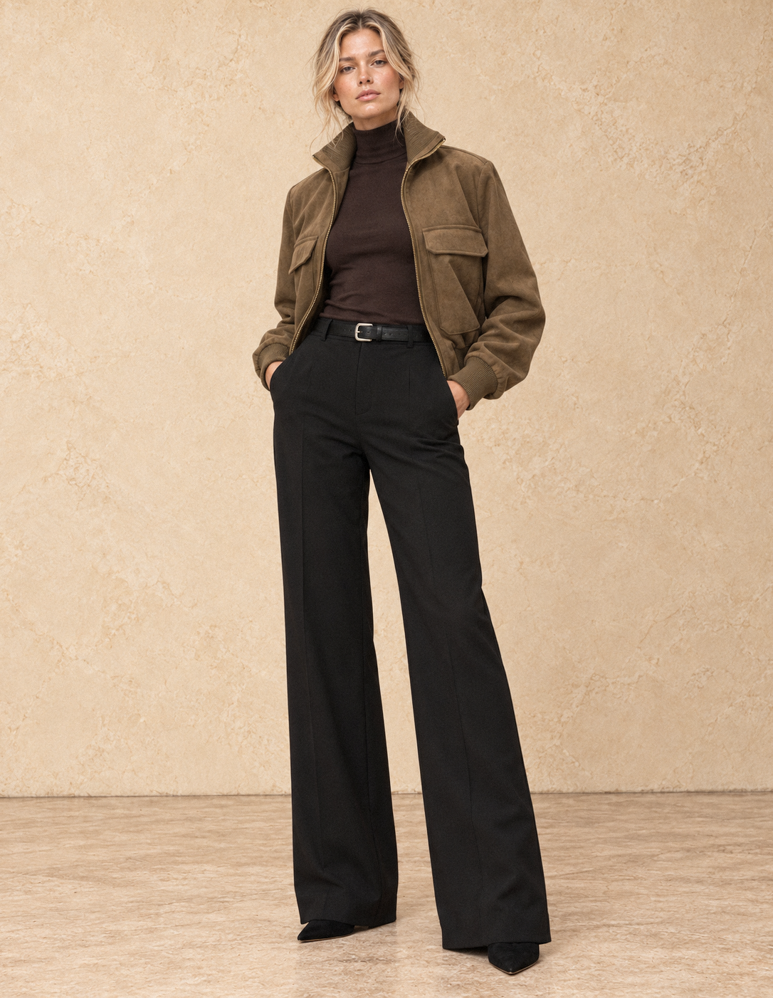 Suede Effect Bomber Jacket