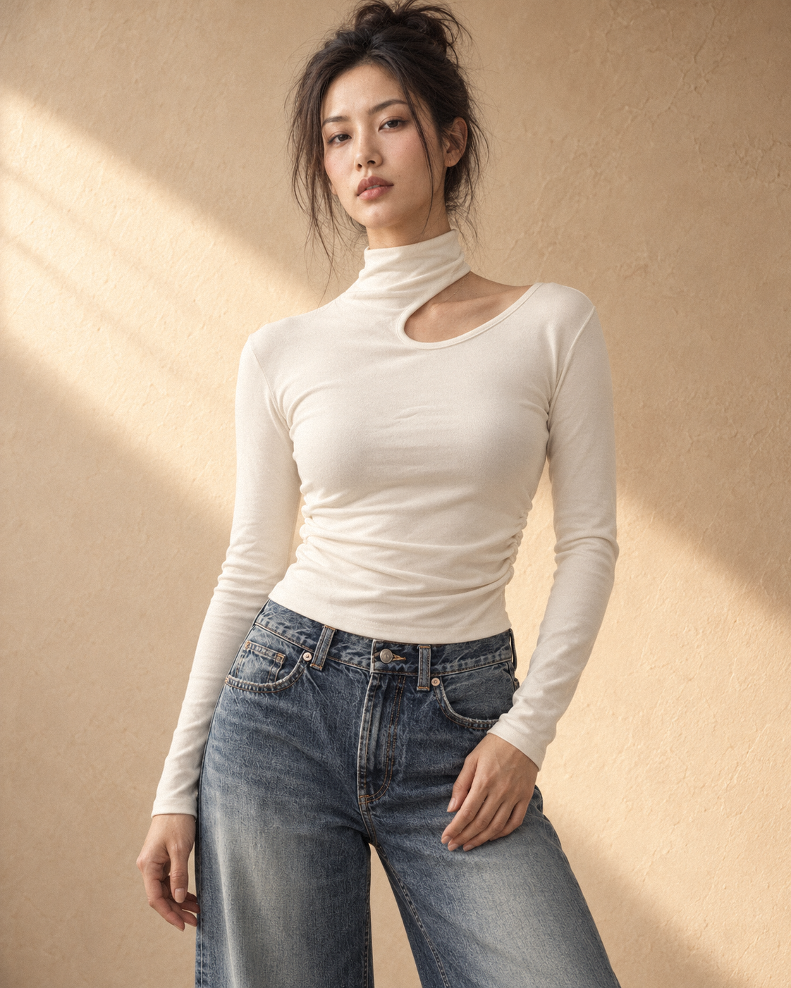 Asymmetric Cutout Long Sleeve
