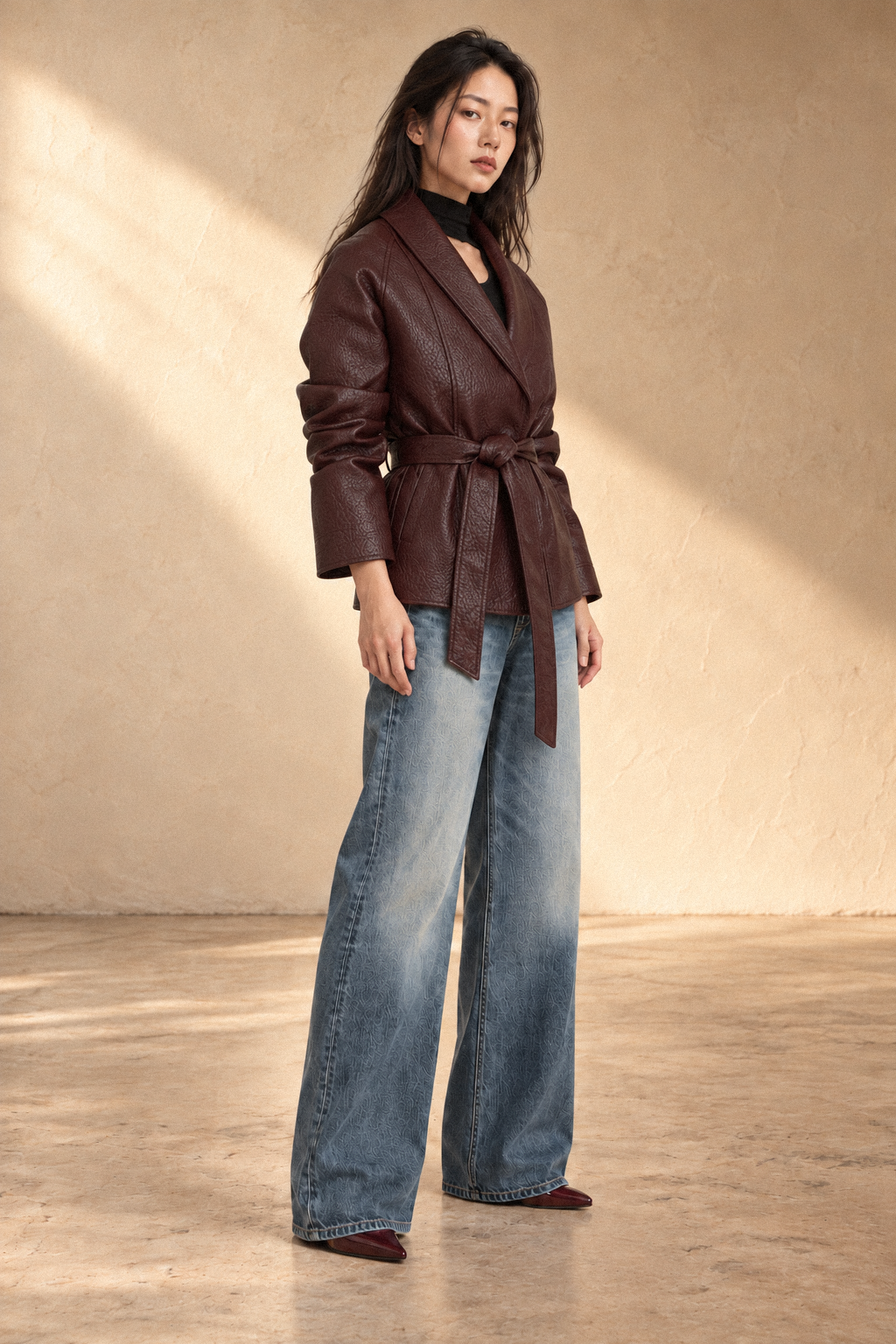 Bordeaux Belted Blazer