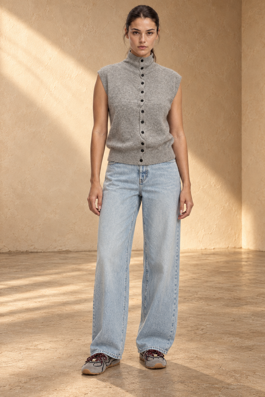 Button Front Knit Vest