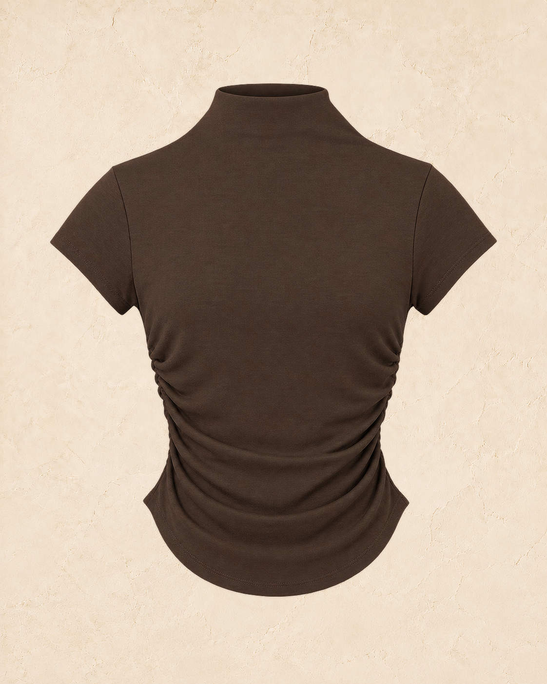 Side Ruched Mock Neck Tee