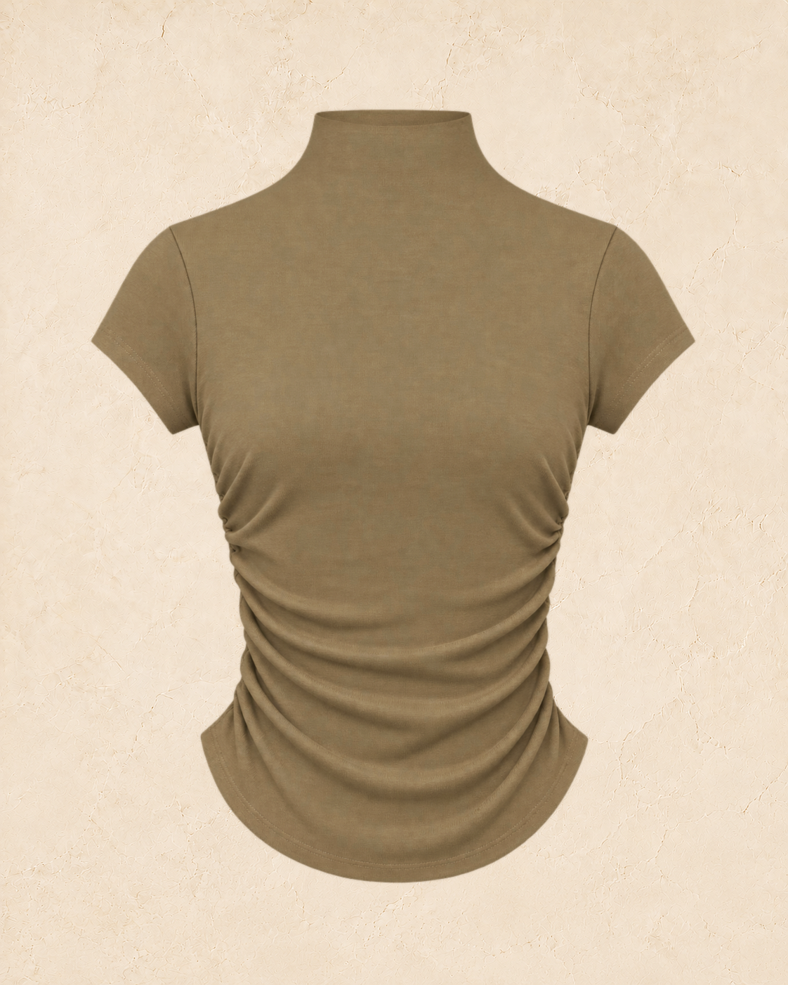 Side Ruched Mock Neck Tee