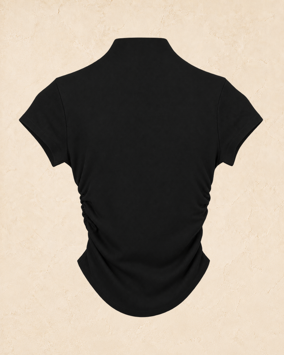 Side Ruched Mock Neck Tee