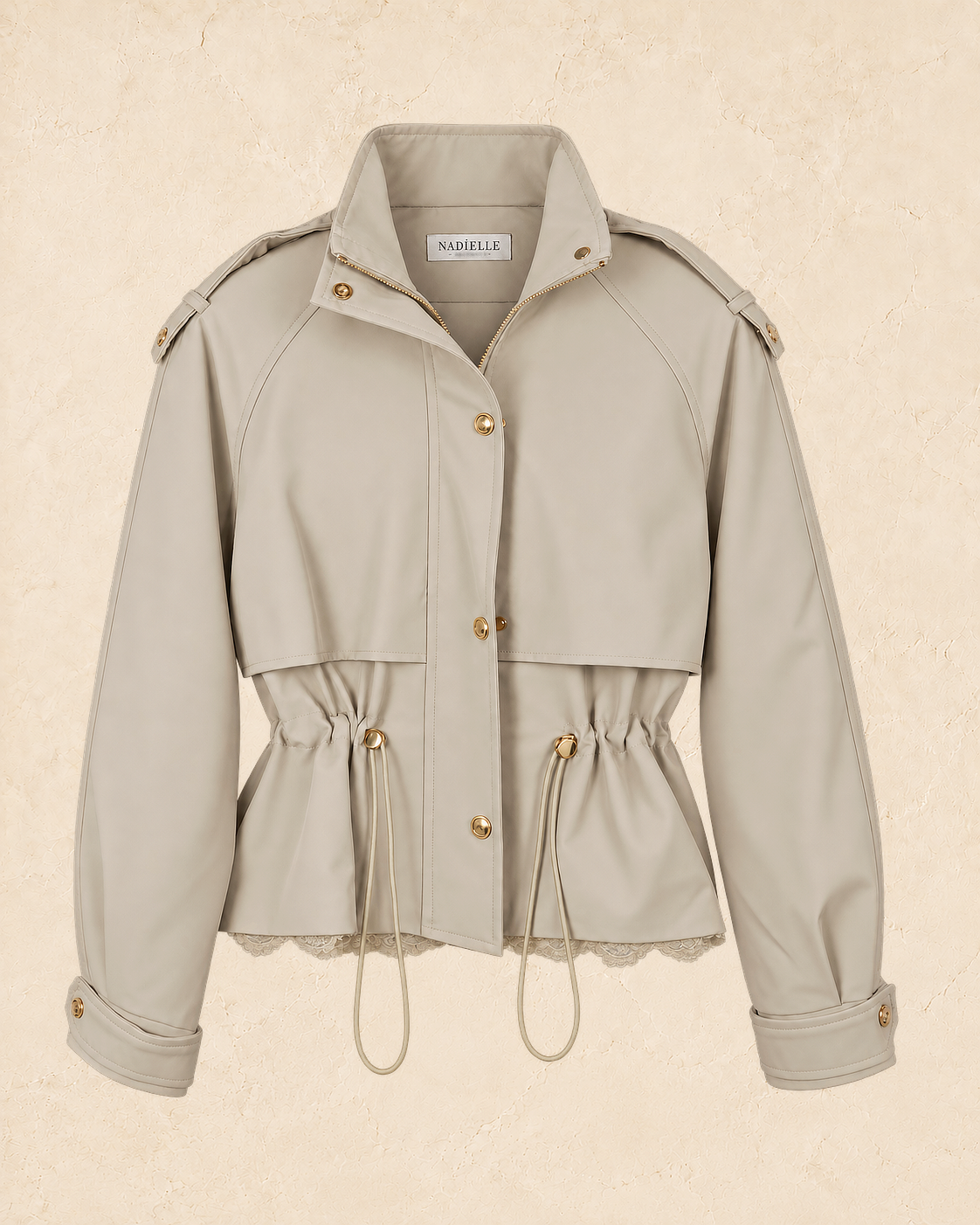 Lace Panel Trench Jacket